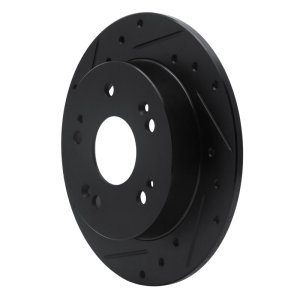 Acura ILX Brake Rotor (1) - Rear Left - R1 Concepts - Drilled & Slotted - Black - `97-`15